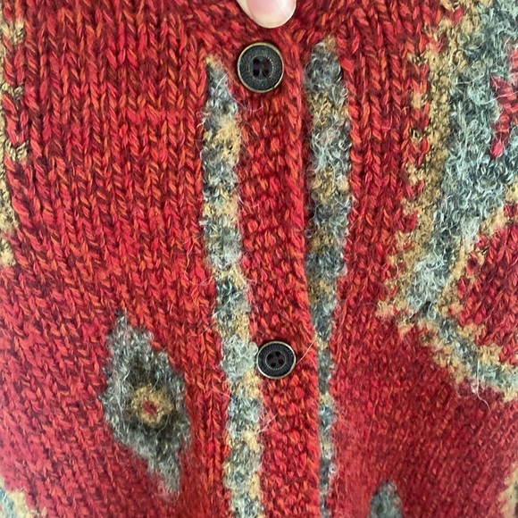 VTG Buskwacker paisley is wool blend cardigan sweater Sz M cottagecore rustic - Picture 2 of 5